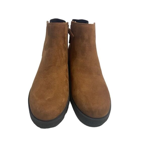 DR SCHOLL’S Women’s Trix Heel Ankle Boots Brown Tan Size 8 NEW NO BOX Side Zip - Picture 1 of 12